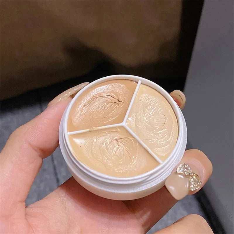 3-Color Concealer Palette Cream Texture Covers Acne Marks Dark Circles Multifunction Face Makeup Lasting Brighten Face Cosmetics